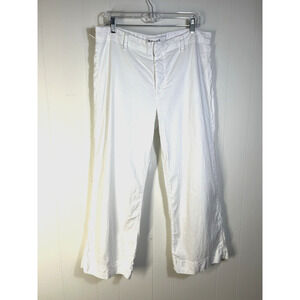 Frank & Eileen Wexford Wide Leg Italian Performance Linen Pant Size 12 White USA